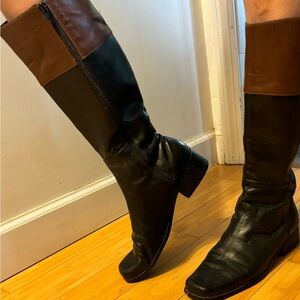 Leather knee high boots
